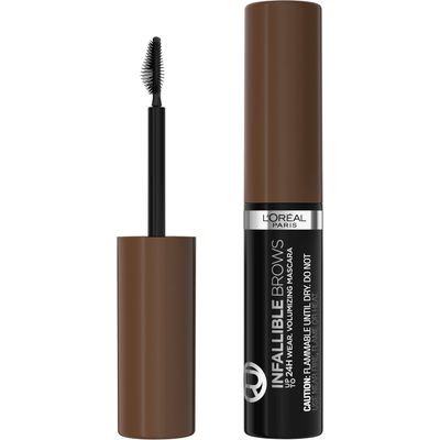 L&#39;Oreal Paris Infallible Volumizing 24H Wear Brow Mascara, Long Lasting Eyebrow Makeup for 2X Fuller Eyebrows, 5.0 Brunette, 0.13 Fl Oz