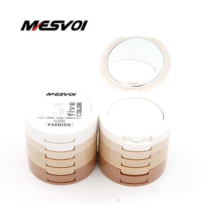 Mesvol 5 Color Powder Kit Face Makeup Corrector highlight Countour With White Powder Net 40g