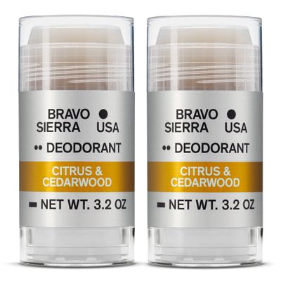 Aluminum-Free Deodorant for Men by Bravo Sierra, 2-Pack - Contains Natural Ingredients - Long Lasting All-Day Odor and Sweat Protection - Grapefruit &amp; Musk, 3.2 oz - Paraben-Free, Vegan &amp; Cruelty-Free