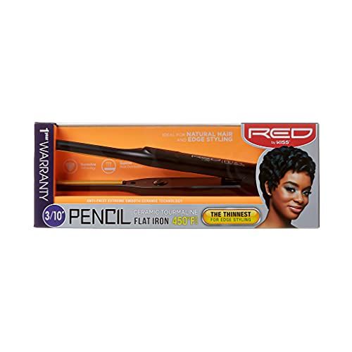 RED By KISS 0.3 Inch Pencil Flat Iron with Ceramic Tourmaline, Hair Straightener for Thin and Short Hair Edge Styling, Even Heat Distribution With Fast Heat Up