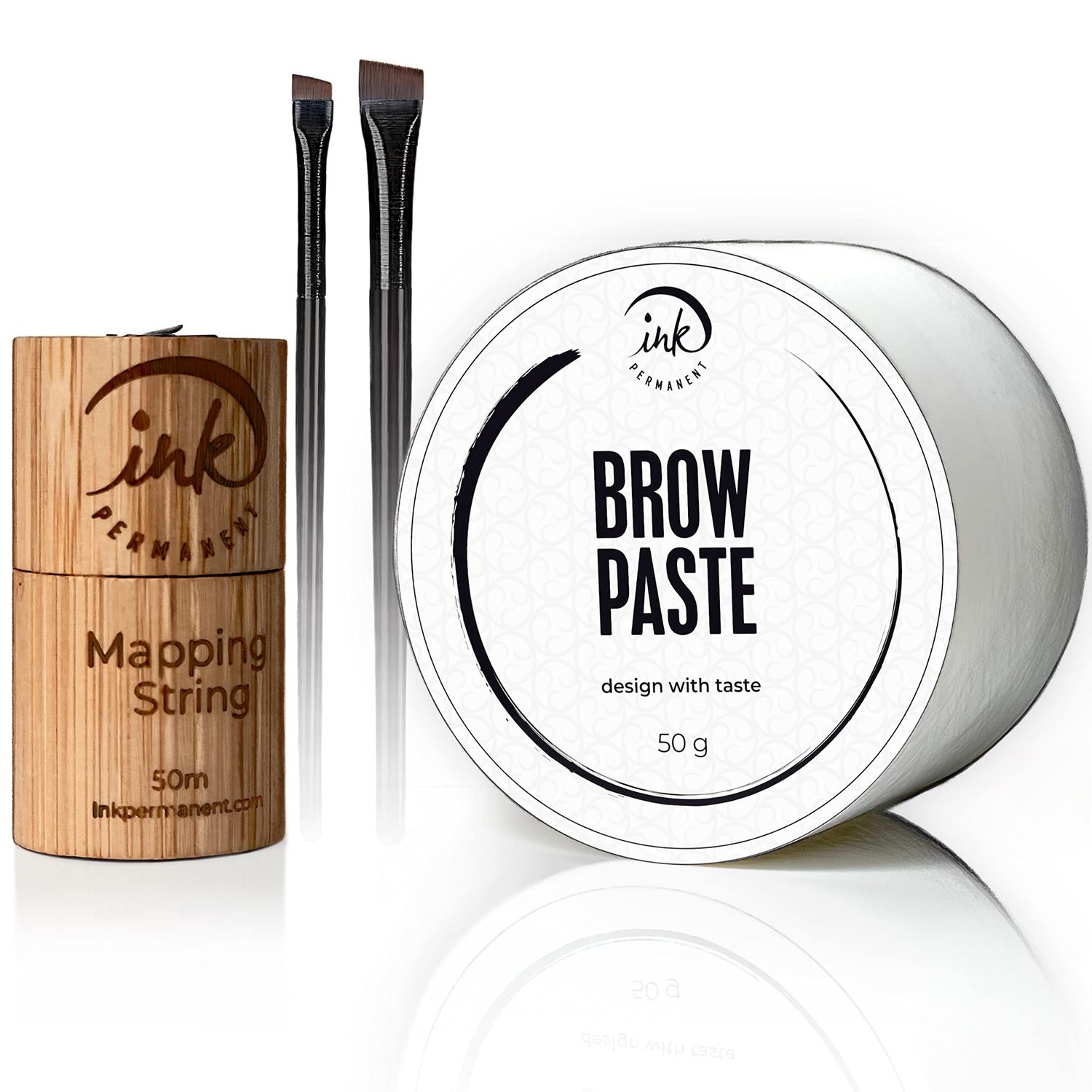 50g White Brow Paste, Mapping String and Eyebrow Brush Kit Large 50g Container and 2 brushes Brow Shape and Define, Draw Or Sketch The Right Shape Of The Eyebrow 1.8 oz, Eyebrow Tinting Tool