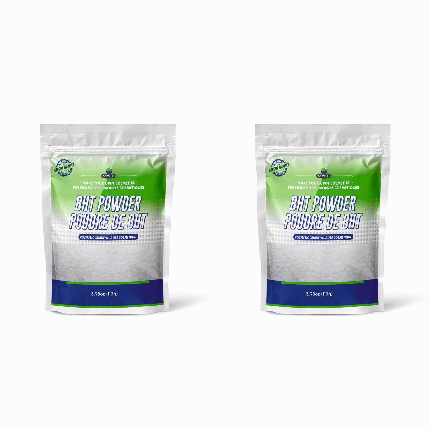 MYOC BHT Powder - 113 Gm (3.98 Oz), Butylated Hydroxytoluene, BHT Powder, Butylated Hydroxytoluene Powder, BHT for Cosmetics, Paraben Free- Pack of 2