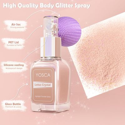 Highlighter Powder Spray, 20ML Cosmetic Grade High Gloss Body Shimmer Powder Fairy Dust Highlighter Sparkle Face Makeup Setting Magic Diamond Glitter Spray Shimmer Face Body Skin Hair Clothes