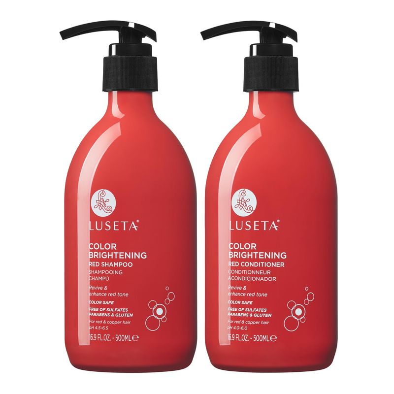 Luseta Red Hair Shampoo &amp; Conditioner Set for Color Treated, Sulfate and Paraben Free for Copper Brightening, Strengthening Follicles With Pomegranate Extract 2 x 16.9oz