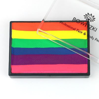 Bowitzki Face and Body Paint Split Cake 50g Body Painting Water Based Eyeliner Graphic Hydra Liner Makeup Glow Fluorescent Color Neon for Halloween Christmas Party Pride (UV rainbow)