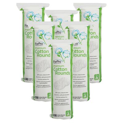 ForPro Professional Collection Premium Cotton Rounds, 100% Cotton, Non-Tearing, Lint-Free, for Cosmetic, Nail, and Personal Use, 2.25&quot;, 600-Count (Pack of 6-100 Cotton Rounds)