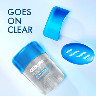 Gillette Antiperspirant and Deodorant for Men, 72hr Sweat Protection, Anti-White Mark, Clear Gel, Cool Wave Scent, 0.5 oz
