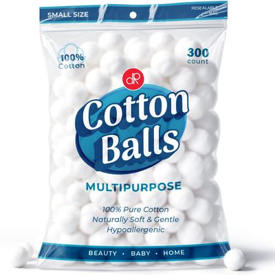 DecorRack 300 Small Cotton Balls for Make-Up, Nail Polish Removal, Pet Care, Applying Oil Lotion or Powder, Made from 100% Pure &amp; Natural Cotton, Soft and Absorbent for Household Needs (300 Count)