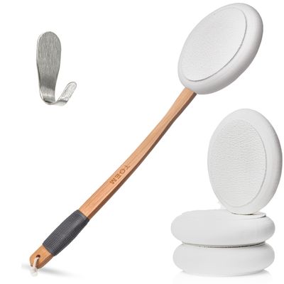 Toem Lotion Applicator For Back | Easy Reach | Self-Application of Cream Sunscreen Self Tanner | Includes 1 Applicator Handle, 4 Pads &amp; 1 Hook (4 Pads)