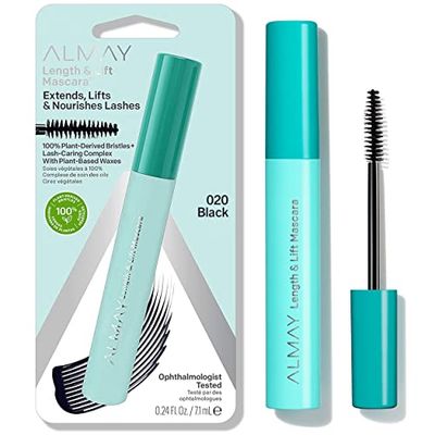 Almay Lengthening Mascara, Volume &amp; Lift, Eye Makeup, Hypoallergenic and-Fragrance Free, 020 Black, 0.24 fl oz.