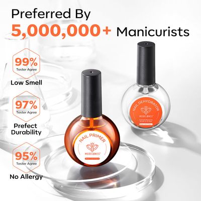 modelones 30 ml Nail Dehydrator and Primer, Acid Free Natural Nail Prep Dehydrate &amp; Bond Primer Kit, Hema-Free Acrylic Nail Supplies Primer Top Coat