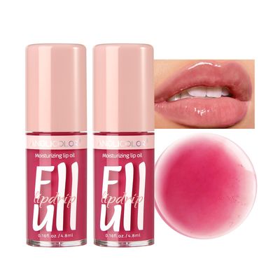 Anglicolor 2PC Lip Glow Oil Hydrating 6 Colors, Moisturizing &amp; Nourishing Plumping Tinted Lip Gloss for Dry Lips, Vegan, Lip Plumper Gloss Make Lips Fuller (2PC#02, 9.6ml)