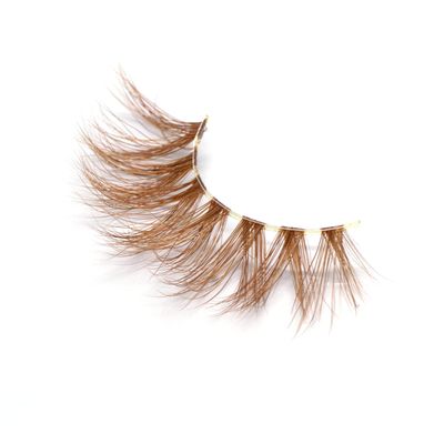 VNIHTT Colored Lashes,20mm Long 3D Mink Colored Eyelashes,Colored Lash Clusters,Dramatic Look Soft Fluffy Bold Big Brown Fake Eye Lashes 1 Pair for New Year Cosplay Party Stage Everyday Eye Makeup
