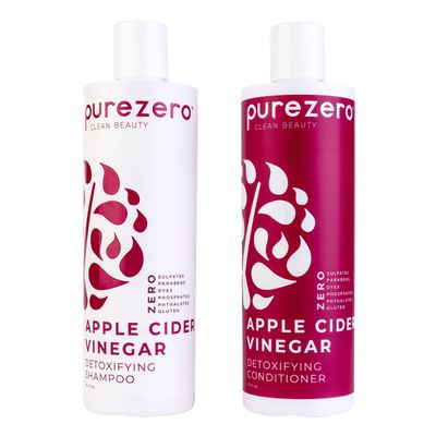 Purezero Apple Cider Vinegar Shampoo &amp; Conditioner Set - Detox Scalp &amp; Hair - pH balanced -Increase Hydration - Zero Sulfates, Parabens, Dyes - 100% Vegan &amp; Cruelty Free - Great For Color Treated Hair