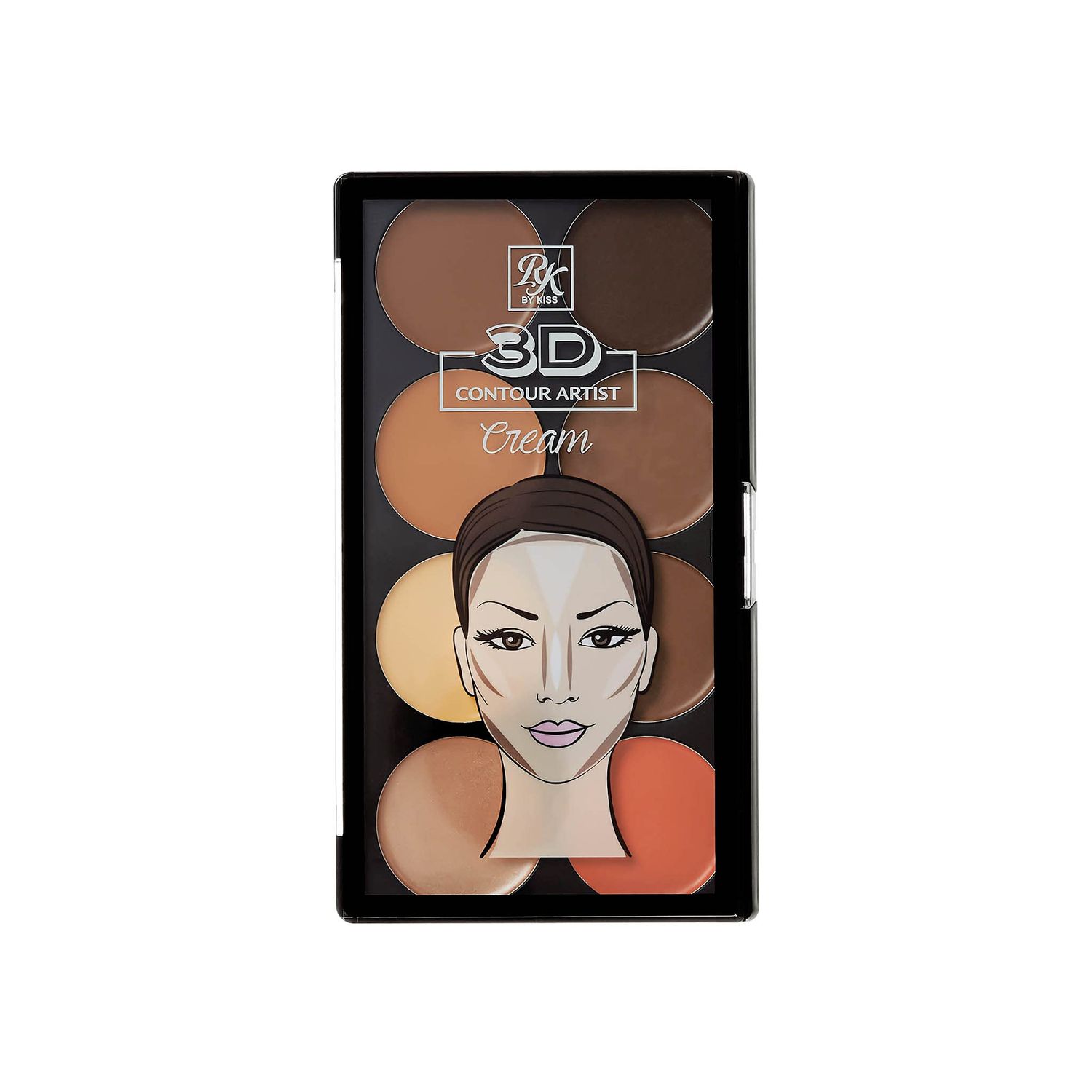 Ruby Kisses Flawless Finish with 3D Contour Cream Makeup Palette - Lightweight, Multi-Palette, Contouring Foundation, Creamy, Sculpt &amp;Highlighting, Define Cheekbones (Dark Medium)