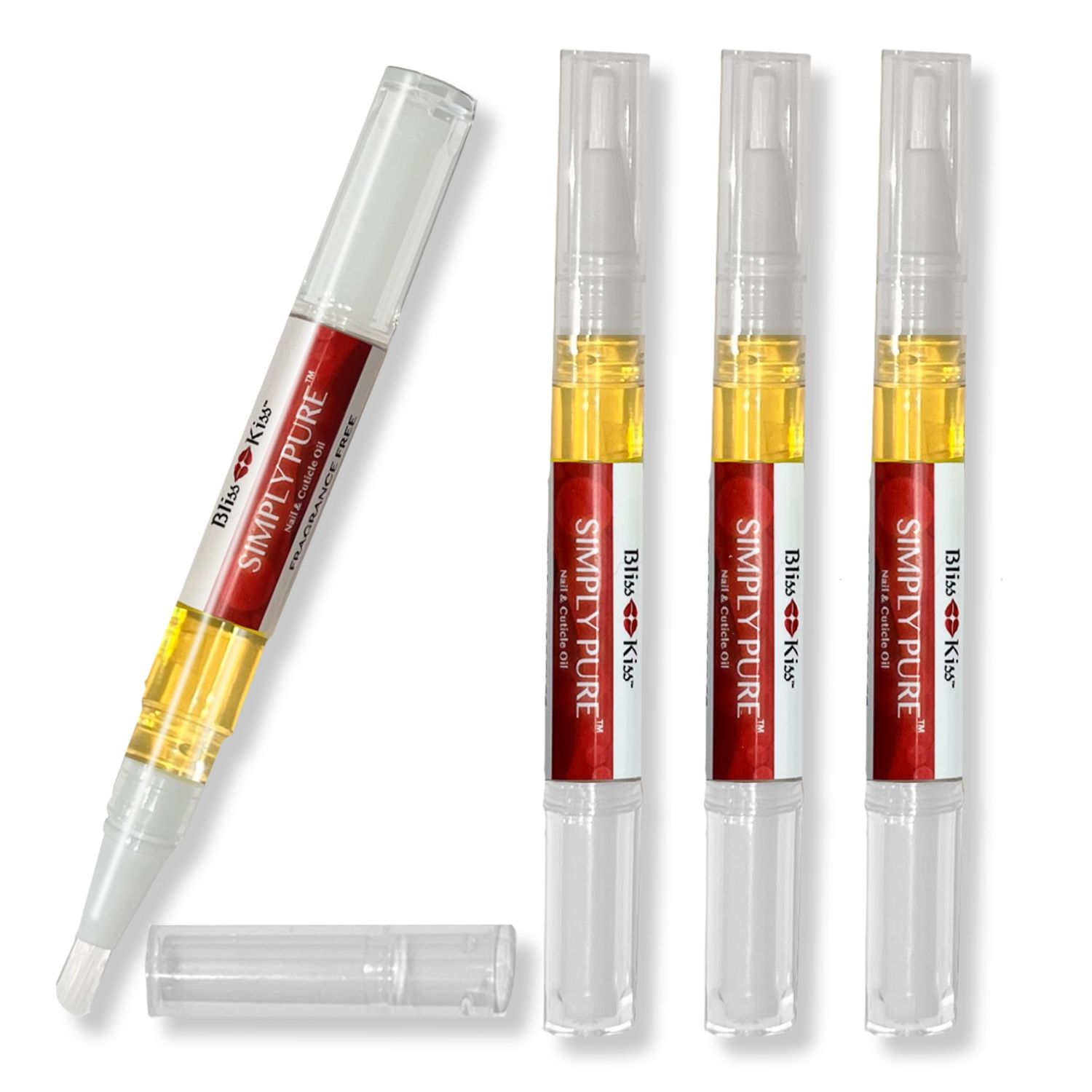 Bliss Kiss | Fragrance Free 4 Nail Oil Cuticle Pens wVitamin E &amp; JojobaNail Strengthener Nail Growth Serum for Brittle, Peeling, Breaking, Thin nails