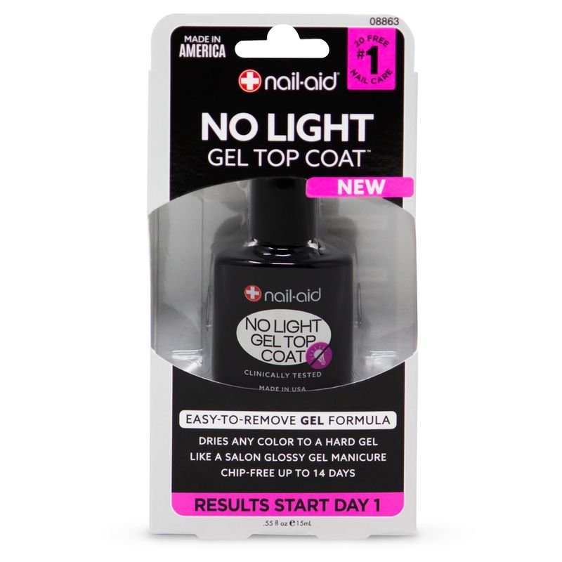 Nail-Aid No-light Gel Top Coat, Clear, 0.55 Fluid Ounce