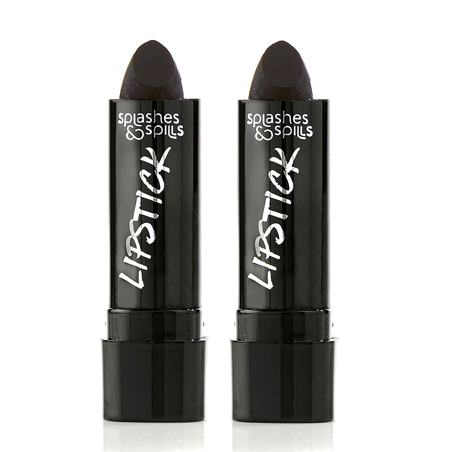Vivid Black Lipstick - 2 Pack - Bold, Translucent, No Sheen Lip Color With Matte Finish - Makeup and Cosmetics by Splashes &amp; Spills