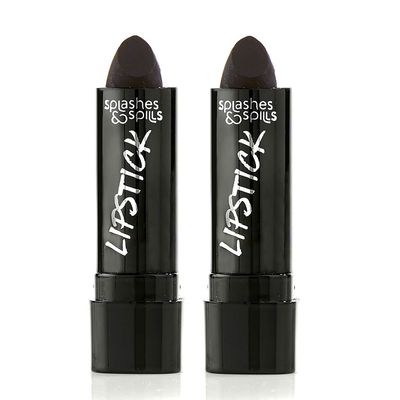 Vivid Black Lipstick - 2 Pack - Bold, Translucent, No Sheen Lip Color With Matte Finish - Makeup and Cosmetics by Splashes &amp; Spills