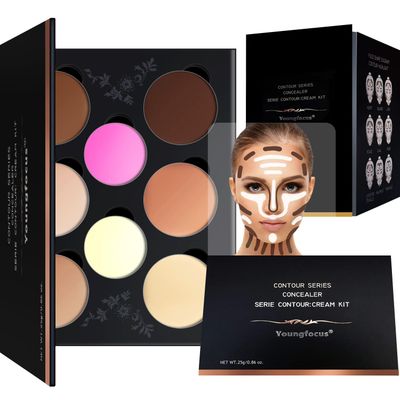 Youngfocus Cosmetics Cream Contour Best 8 Colors Contouring Foundation - Highlighting Makeup KitConcealer Palette - Vegan, Cruelty Free and Hypoallergenic - Instruction ManualDeep Pink