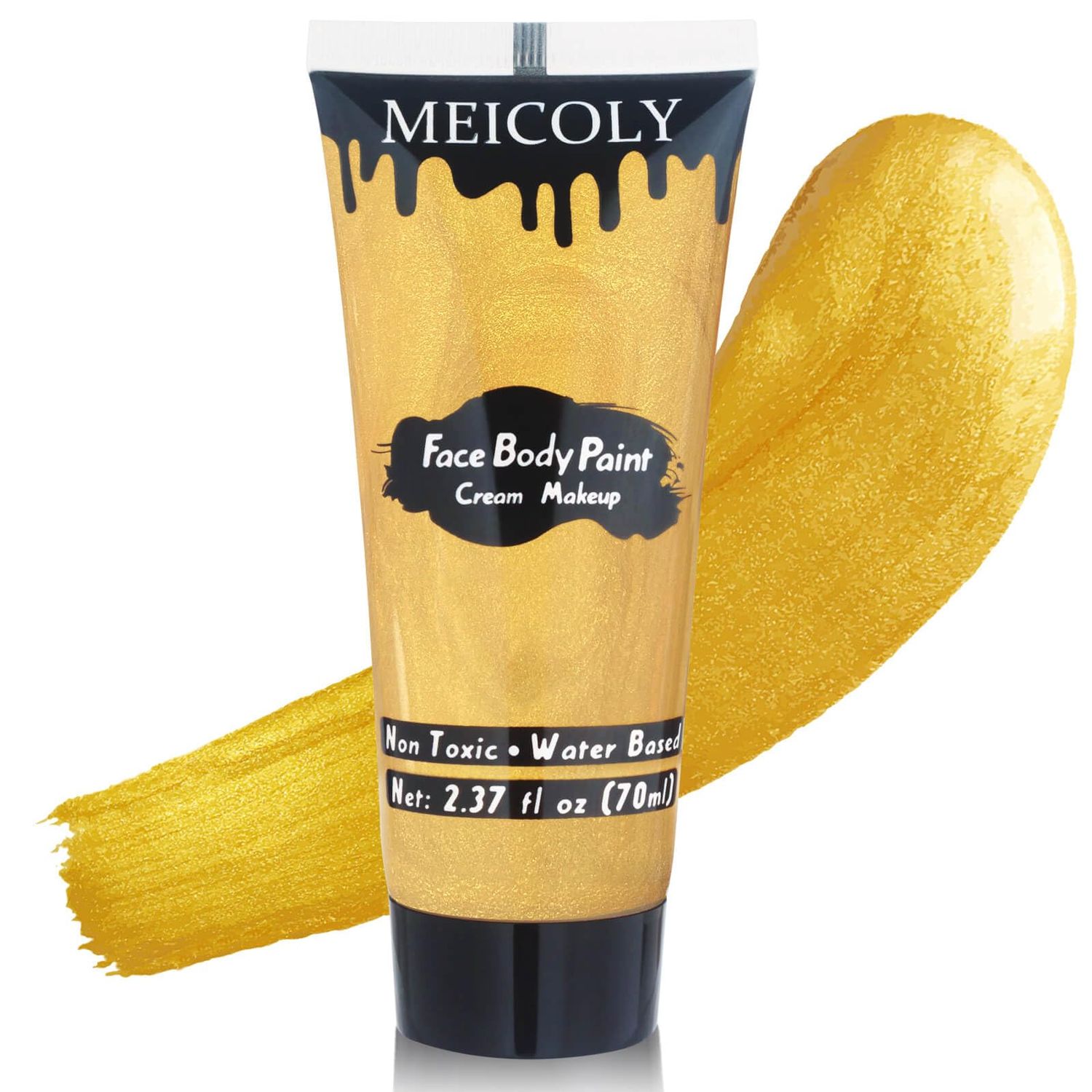 MEICOLY Cream Metallic Gold Face Body Paint,2.37Oz Large Tube Water Based Full Body Paint for Adults and Children,Professional Gold Face Paint for Halloween Stage SFX Special Effects Cosplay Makeup