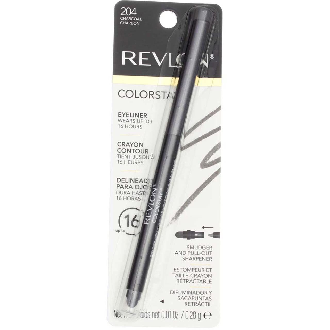 Revlon ColorStay Eyeliner Pencil, Charcoal 204, 0.01 oz (Pack of 4)