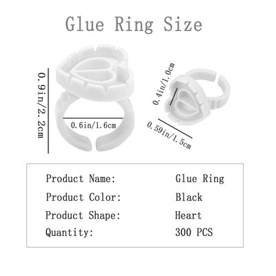 300 PCS Glue Rings for Eyelash Extension,Heart Glue Rings for Lash Eyelash Extension Supplies, Lash Glue Rings Smart Glue Cups Eyelash Glue Holder, Blossom Glue Ring Fan Fanning Glue Cups, White