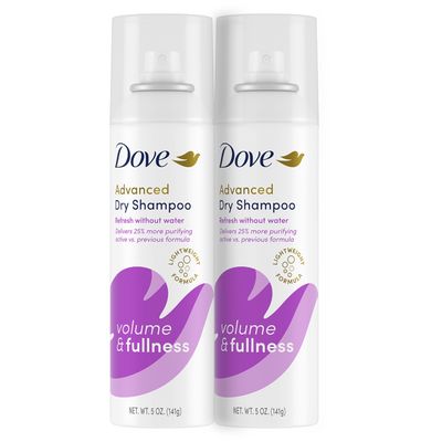 Dove Dry Shampoo Volume &amp; Fullness 2 Count for Oily Hair for Refreshed Hair 5 oz