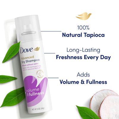 Dove Dry Shampoo Volume &amp; Fullness 2 Count for Oily Hair for Refreshed Hair 5 oz