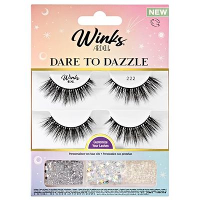 Ardell Winks Dare To Dazzle 222 with 1 gram DUO Pipette Clear Adhesive, Daily Easy Wear, Flawless, Medium Volume, Long-Lasting, 2-Pairs