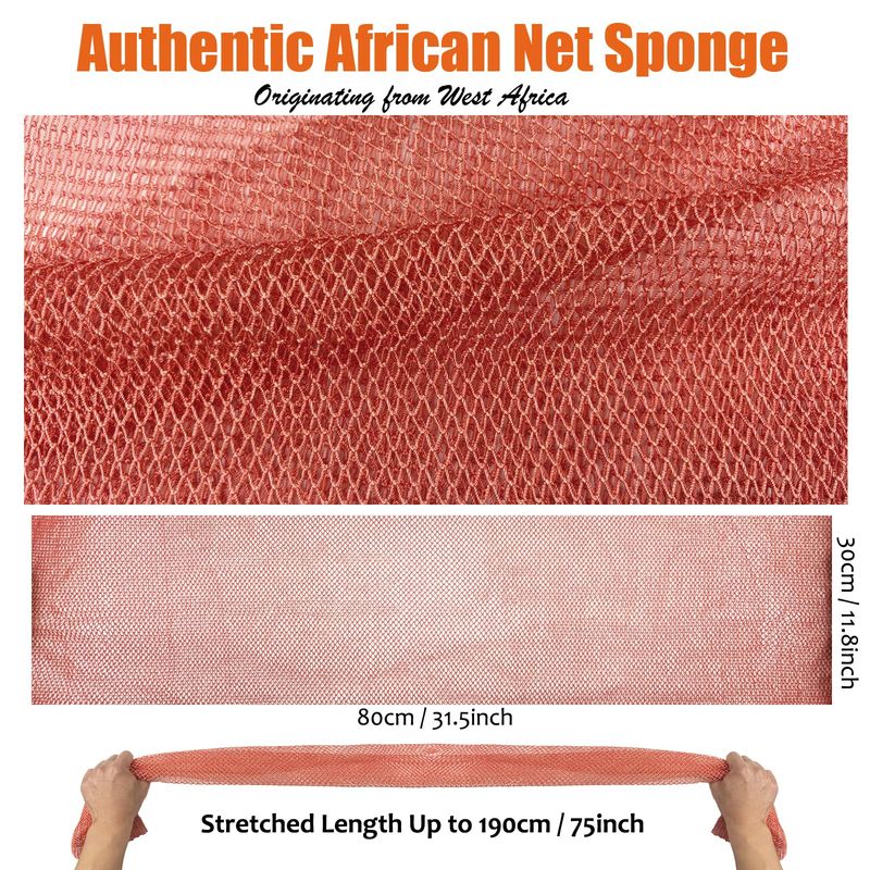 Unifab African Net Sponge Authentic Real African Exfoliating Net Bath Sponge Wash Cloth Exfoliating Washcloth African Net Cloth Body Scrubber for Shower Pink