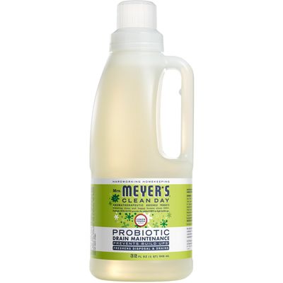 MRS. MEYER&#39;S CLEAN DAY Probiotic Drain Maintenance Liquid, Lemon Verbena, Freshens Disposals and Drains, 32 Fl Oz