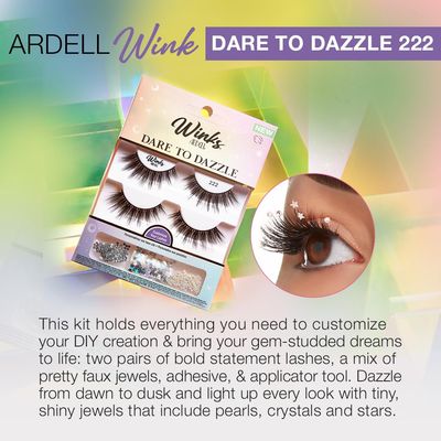 Ardell Winks Dare To Dazzle 222 with 1 gram DUO Pipette Clear Adhesive, Daily Easy Wear, Flawless, Medium Volume, Long-Lasting, 2-Pairs