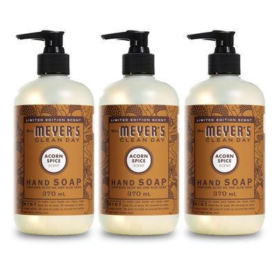 MRS. MEYER&#39;S CLEAN DAY Hand Soap, Acorn Spice, Made with Essential Oils, 12.5 oz - Pack of 3