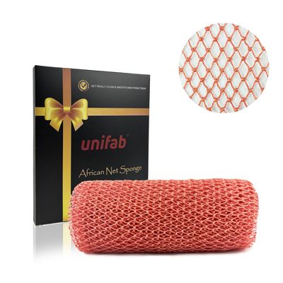 Unifab African Net Sponge Authentic Real African Exfoliating Net Bath Sponge Wash Cloth Exfoliating Washcloth African Net Cloth Body Scrubber for Shower Pink