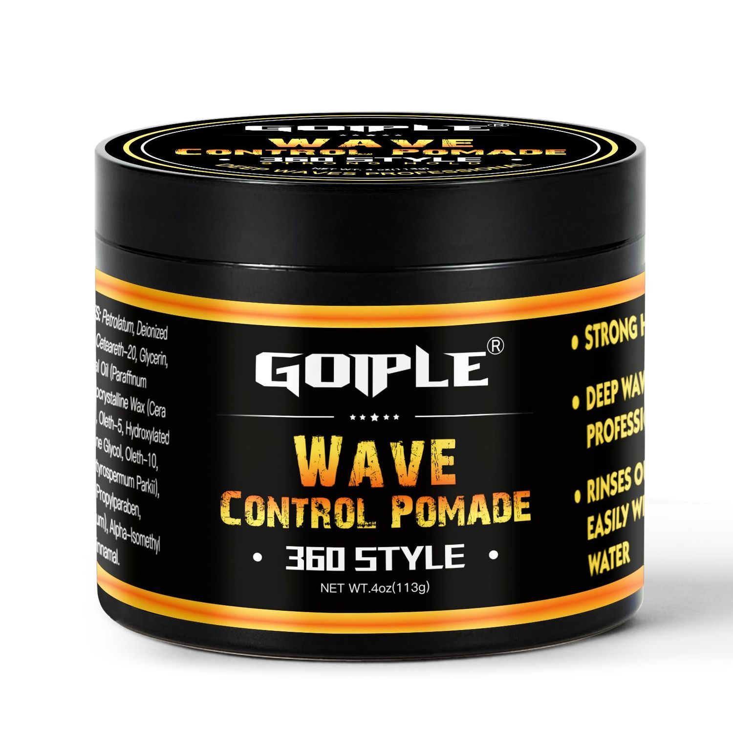 Natural Pomade for Men&#39;s Strong Hold and Layered Waves - Easy Wash Hair Cream, Grease for Moisture, Control and Silky Shine 4oz