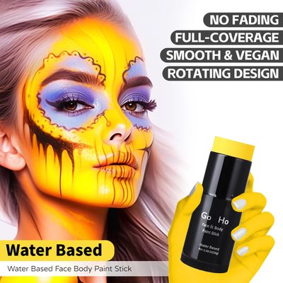 Go Ho Yellow Face Body Paint Stick,Water Based Washable Yellow Face Paint Stick,Non-toxic Full-coverage Cream Yellow Body Paint for Adults Children Halloween Cosplay SFX Makeup