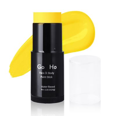 Go Ho Yellow Face Body Paint Stick,Water Based Washable Yellow Face Paint Stick,Non-toxic Full-coverage Cream Yellow Body Paint for Adults Children Halloween Cosplay SFX Makeup