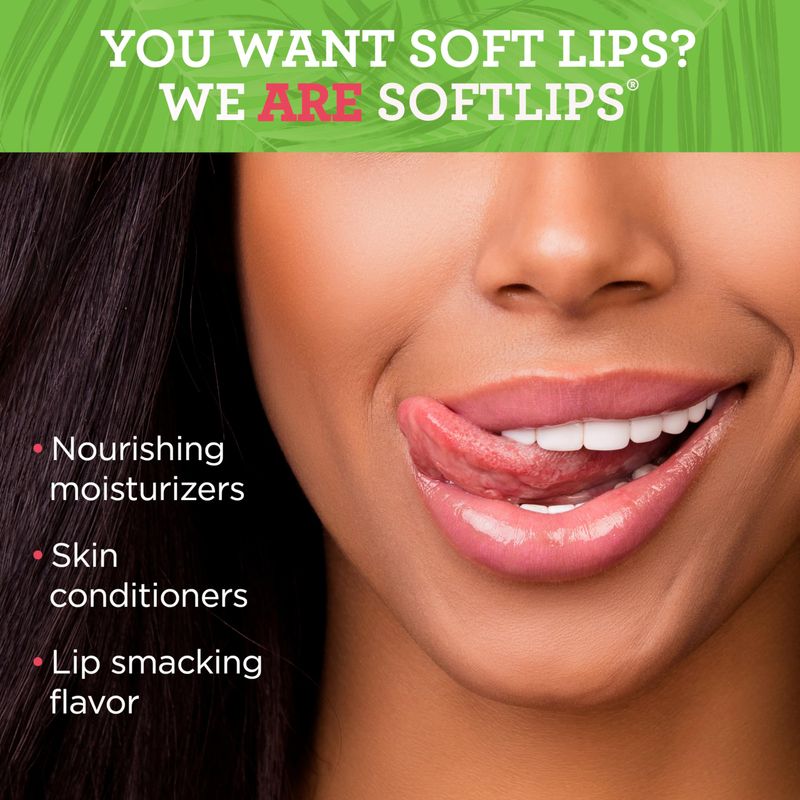 Softlips Daily Lip Moisturizer For Very Dry Lips, Tropical Flavored Lip Balms, Hydrates, Soothes &amp; Prevents Dry, Chapped Lips, Smooth Glide Formula, Dermatologist Tested, Pack of 3 Chap Sticks