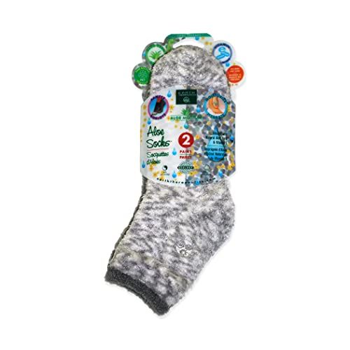 Earth Therapeutics Aloe Socks - Infused wAloe Vera &amp; Vitamin E - Helps Dry Feet, Cracked Heels, Calluses - Use with Lotion - GreyConfetti (2 Pairs)