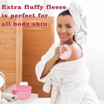 Extra Soft Powder Puff, 6" x 3" Large Body Powder Applicator, Dusting Powder Puffs with Loose Powder Container for Women (Pink)