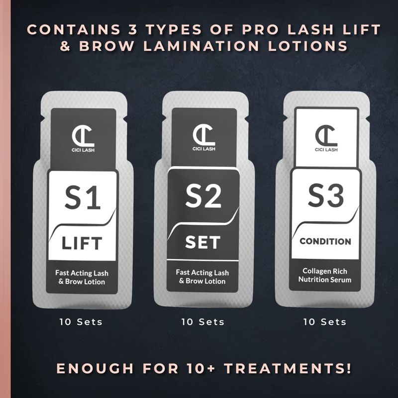 10 Sets Of Lash Lift &amp; Brow Lamination Lotions For Professionals | Instant Perming, Lifting &amp; Curling for Eyelashes &amp; Eyebrows | Salon Results Lasting 6-8 Weeks | 10 Semi Permanent Treatments Supplies
