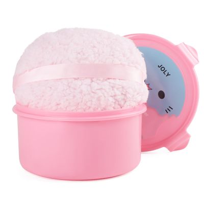 Extra Soft Powder Puff, 6&quot; x 3&quot; Large Body Powder Applicator, Dusting Powder Puffs with Loose Powder Container for Women (Pink)