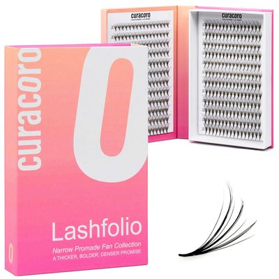 Curacoro LashFolio Wet Promade Fans, Handmade Volume Eyelashes, 5D To 10D, C CC D Curl, 0.030.07 mm, 8-13mm Mix Length, Professional Long-Lasting Promade Lash Fans (7D-0.03 D 8-13mm)