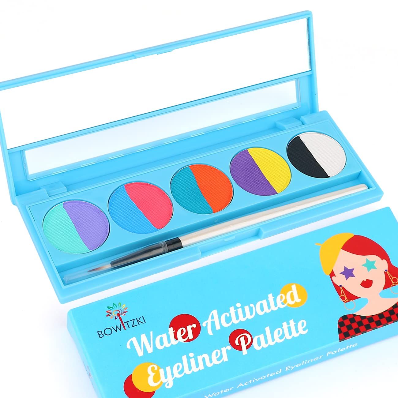 Bowitzki Water Activated Eyeliner Palette 10 colors Graphic Eye liner Split Liner Kit-10 colors (A)