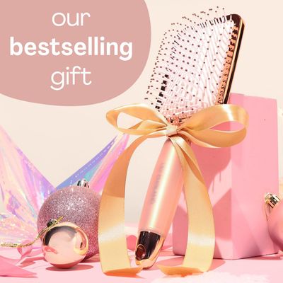 Lily England Hair Brush for Women For All Hair Types - Professional Paddle Brush for Blow Drying, Hair Detangling, &amp; Straightening - Flat Hairbrush With Gel Handle for Easy Grip, Rose Gold