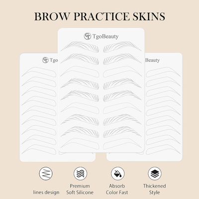 FeteBeauty Microblading Supplies 3pcs Double Sided Eyebrow Permanent Makeup Practice Skin White Silicone Brow Microblading Practice Pad (3pcs)
