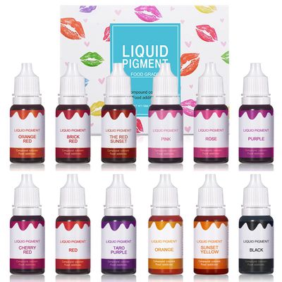 QIUFSSE 12 Colors DIY Lip Gloss Pigment SetLiquid Pigment for Lip Gloss Natural Multifunctional High Color Rendering Red Warm Color Pigment for Lip Gloss Making-Set A