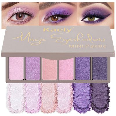 Kaely 6 Color Mini Purple Eyeshadow Palette Makeup, Highly Pigmented Eye Shadow Palette Waterproof, Natural Glitter Shimmer Eye Shadow Palette, paleta de sombras de ojos, Vegan &amp; Cruelty-free, 09