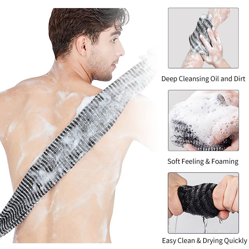 Yiclick 2 Pack Exfoliating Washcloth Towel - Body Scrubber Exfoliator, Loofah Sponge, Korean &amp; Japanse &amp; African Net Sponge Rag - Back Scrubber Washer for Use in Shower Bath